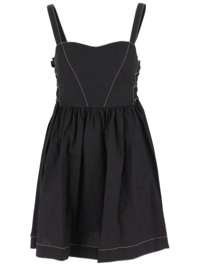 Pinko Side Lace Mini Dress In Black