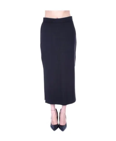 Pinko Side-slit Long Skirt In Total Eclipse Blue