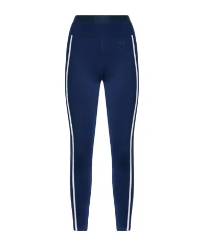 Pinko Side-stripe Leggings In Blue