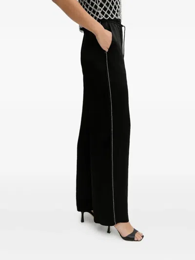 Pinko Side-stripe Satin Trousers In Black