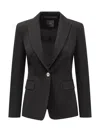 Pinko Linen Blazer Featuring Cut-out Detail In Black