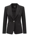 Pinko Linen Blazer Featuring Cut-out Detail In Black