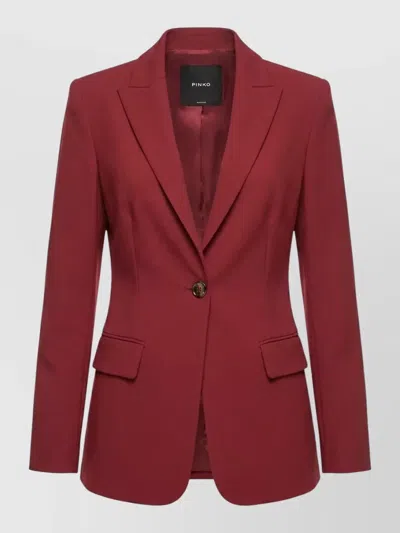 Pinko Tailored Red Blazer With Notched Lapels And Button Details