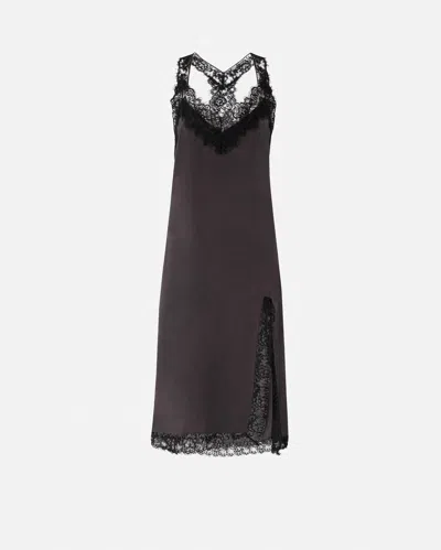 Pinko Silk And Lace Lingerie Dress In Brown