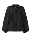 Pinko Silk Blend Blouse With Small Metal Studs In Black