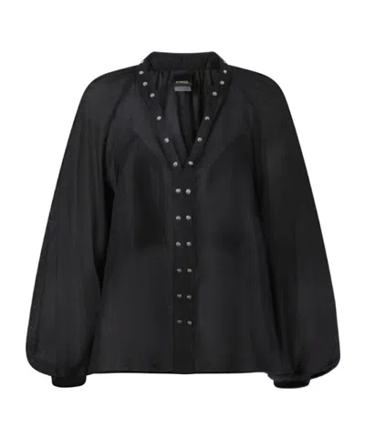 PINKO SILK-BLEND BLOUSE WITH SMALL METAL STUDS