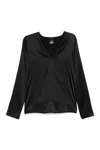 Pinko Silk Blend Shirt With V-neckline In Black
