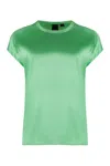 Pinko Silk Blend Short Sleeve Top In Green