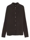 Pinko Silk Brown Shirt With Classic Button-down Front In Brown