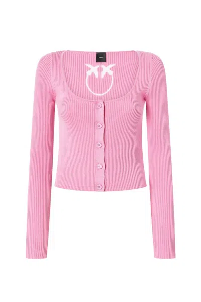 Pinko Silk-cotton Blend Sweater With Button-down Front