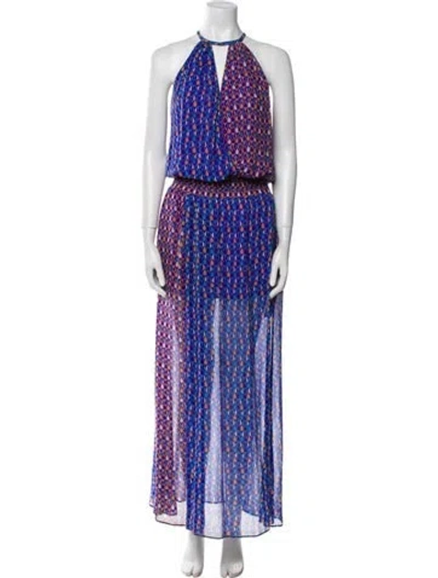 Pre-owned Pinko Silk Long Dress In Blue