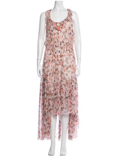 Pre-owned Pinko Silk Long Dress In Pink
