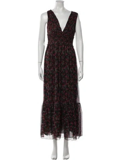 Pre-owned Pinko Silk Long Dress W/ Tags In Black/red
