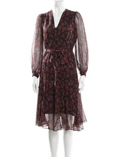 Pre-owned Pinko Silk Midi Length Dress In Black