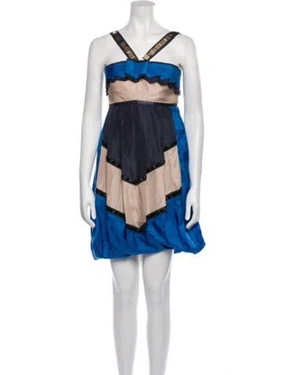 Pre-owned Pinko Silk Mini Dress W/ Tags In Blue