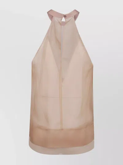 PINKO SILK ORGANZA HALTERNECK TOP