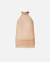 Pinko Top En Organza De Soie Avec Broderie Bijou Sur Le Col In Mahogany Pink
