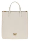Pinko Small Shopper Leather Silk Logo In White