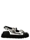 Pinko Open Toe Platform Sandals With Metallic Finish In Silver