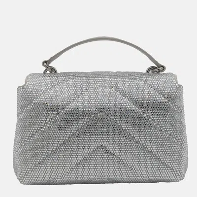 Pinko Silver Leather Handle Bag In Argento-nickel Lucido