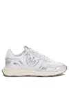 Pinko Silver Leather-mesh Blend Sneakers