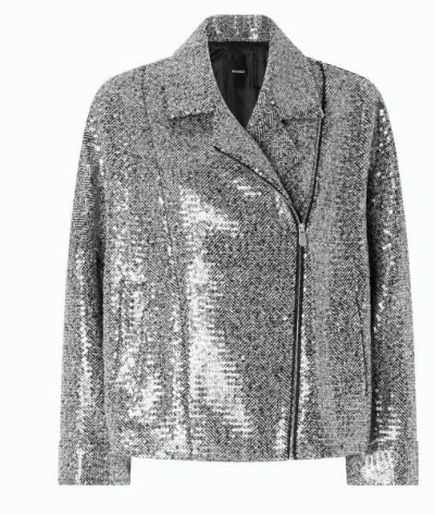 Pinko Silver Stretch Cotton Jacket In Gray