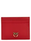 Pinko 'simply' Card Holder In Red Leather In Rosso E Oro