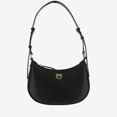Pinko Mini Love Bag Half Moon Simply In Black-antique Gold