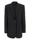 Pinko Kamut Black Single-breasted Jacket With Peak Revers In Viscose Blend Stretch Woman In Black