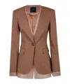 Pinko Tailored Brown Blazer With Satin Finish And Structured Shoulders In Brown