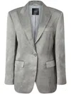Pinko Single-breasted Slub Satin Blazer In Grau