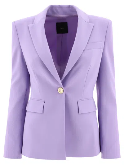 Pinko Single-breasted Blazer In Crêpe Stretch Jackets In Purple