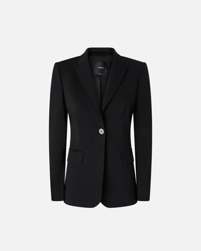 Pinko Single-breasted Blazer In Scuba-effect Viscose In Limo Black