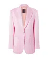 Pinko Single-breasted Slub Satin Blazer In Pink