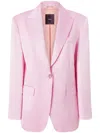 Pinko Single-breasted Slub Satin Blazer In Pink