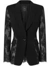 Pinko 'gruccone' Blazer Semi-trasparent With Black Lace In Schwarz