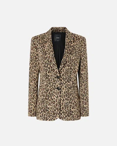 Pinko Single-breasted Blazer With Spotted Pattern In Multi. Beige/black