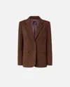 Pinko Single-breasted Blazer With Structured Shoulders In Dark Brown