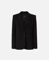 Pinko Single-breasted Blazer With Structured Shoulders In Limo Black