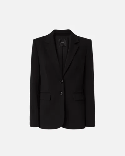 Pinko Single-breasted Blazer With Structured Shoulders In Limo Black