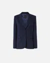 Pinko Single-breasted Blazer With Structured Shoulders In Total Eclipse Blue