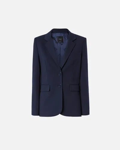 Pinko Single-breasted Blazer With Structured Shoulders In Total Eclipse Blue