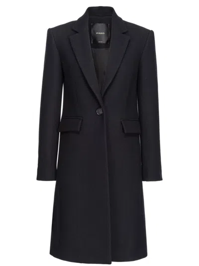 Pinko Single-breasted Coat In Black