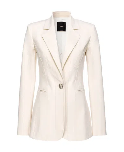 Pinko Single-breasted Cotton Blazer In  Pink Smoke White