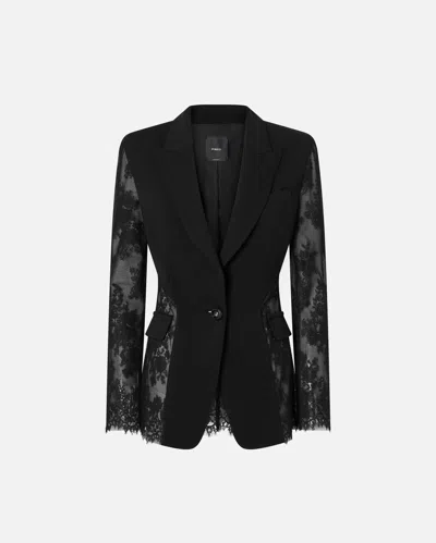 Pinko Blazer Droit En Dentelle In Nero Limousine