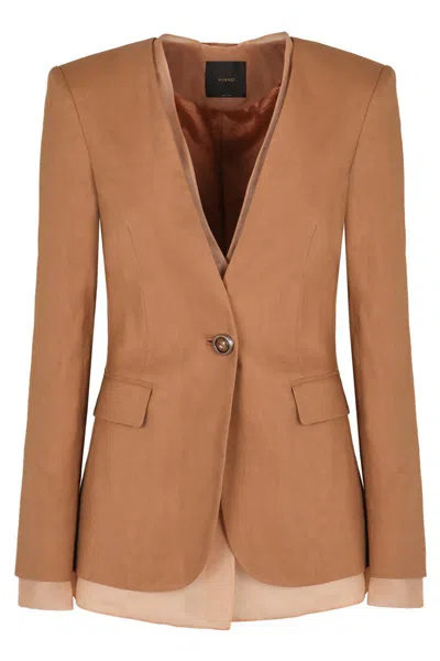 Pinko Single-breasted One Button Jacket In Brown