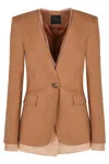 Pinko Single-breasted One Button Jacket In Brown