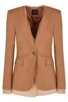 Pinko Single-breasted One Button Jacket In Brown