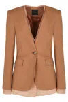 Pinko Single-breasted One Button Jacket In Brown