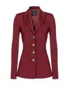 Pinko Single-breasted Ruched Blazer In Burgundy